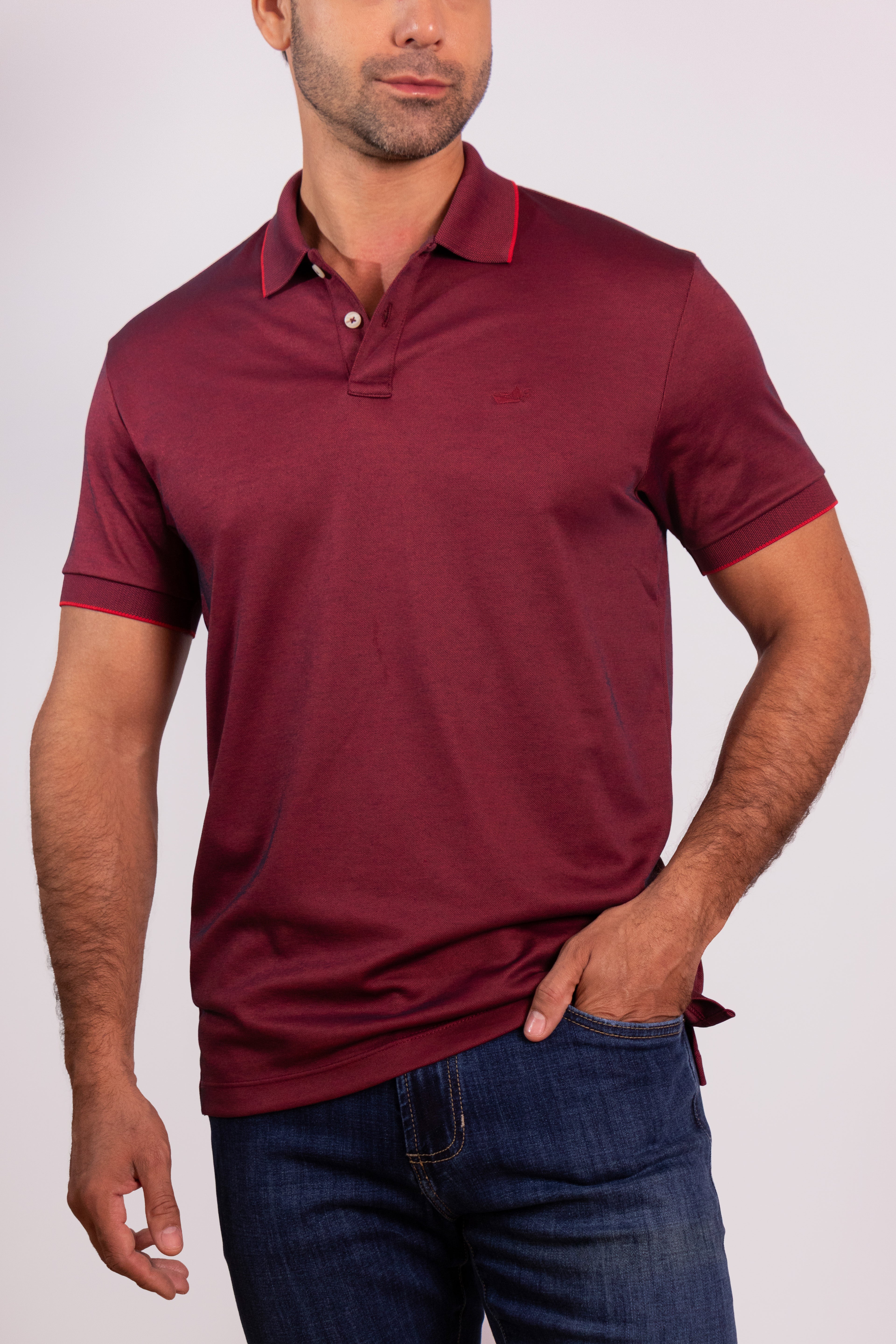 Polo manga corta en algodón micro pima, suave al tacto y naturalmente elegante.